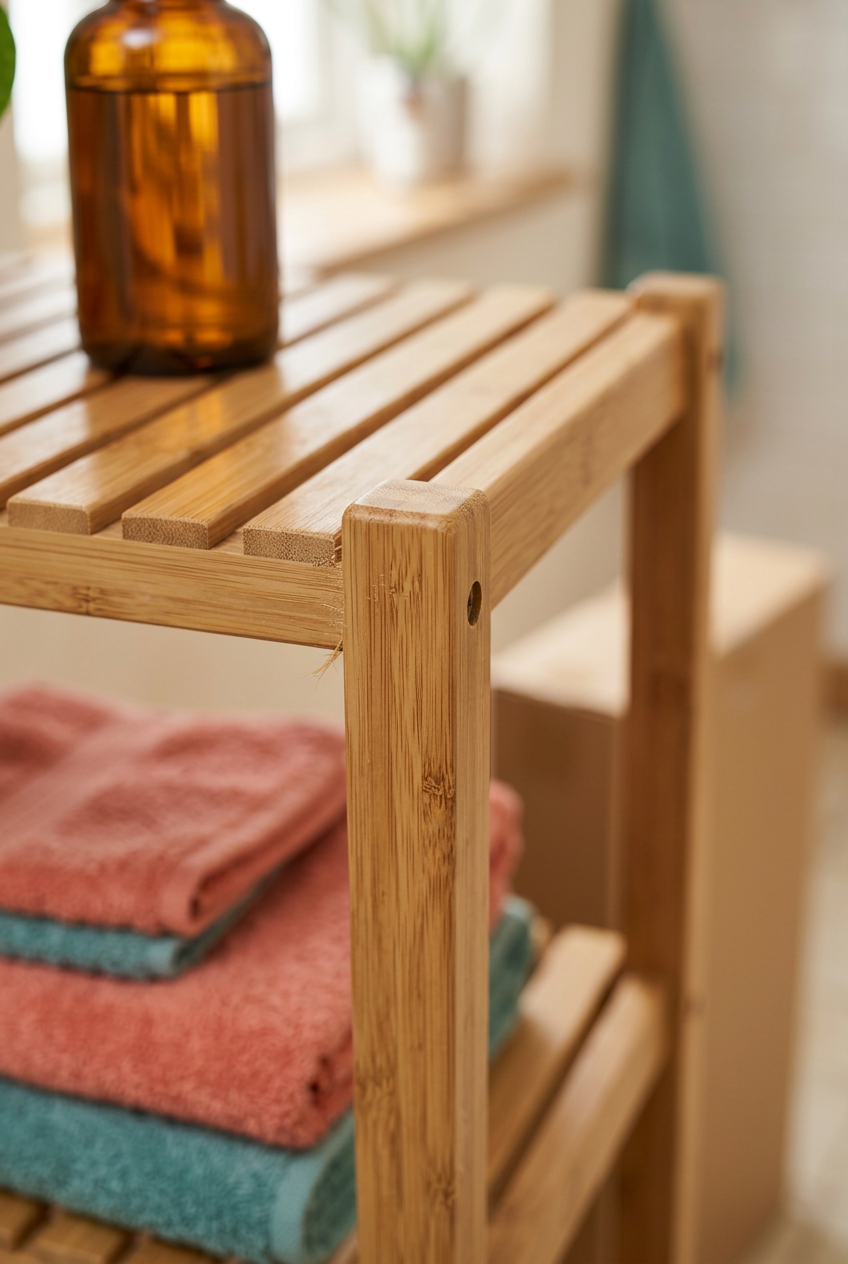 Four-Tier Bamboo Bathroom Shelf — construction detail