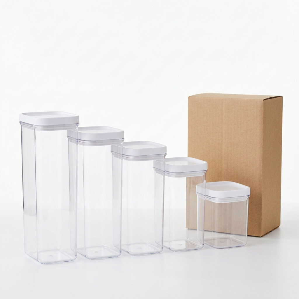 Stackable Clear Pantry Canister Set — product on a plain background