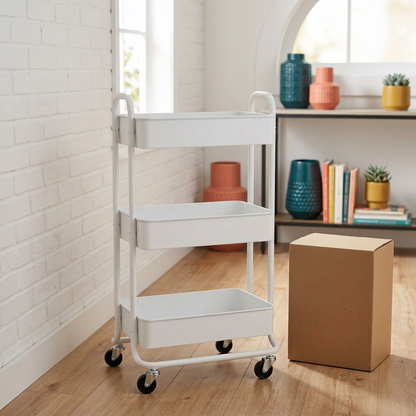 Slim Three-Tier Rolling Storage Cart — alternate home view