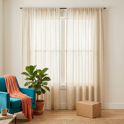 Light-Filtering Curtain Panel Pair — styled home view