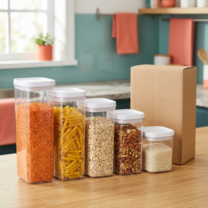 Stackable Clear Pantry Canister Set — styled home view