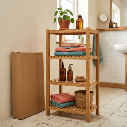 Four-Tier Bamboo Bathroom Shelf