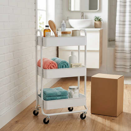 Slim Three-Tier Rolling Storage Cart